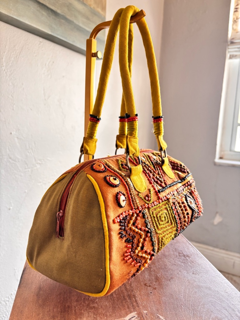 Boho Beaded Embroidered Statement Bag Festival Indie Purse - Picture 3 of 10